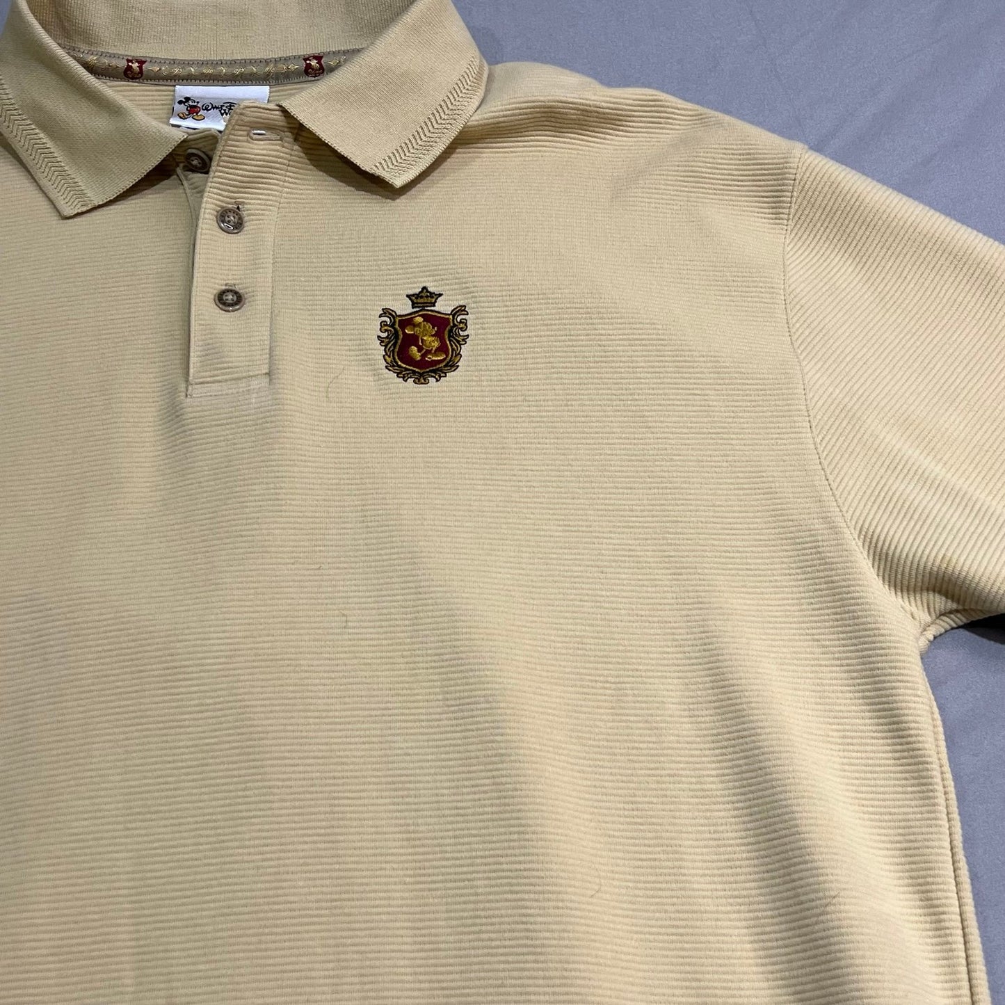 Vintage Walt Disney World Mickey Mouse Golf Polo Shirt Mens Medium Yellow