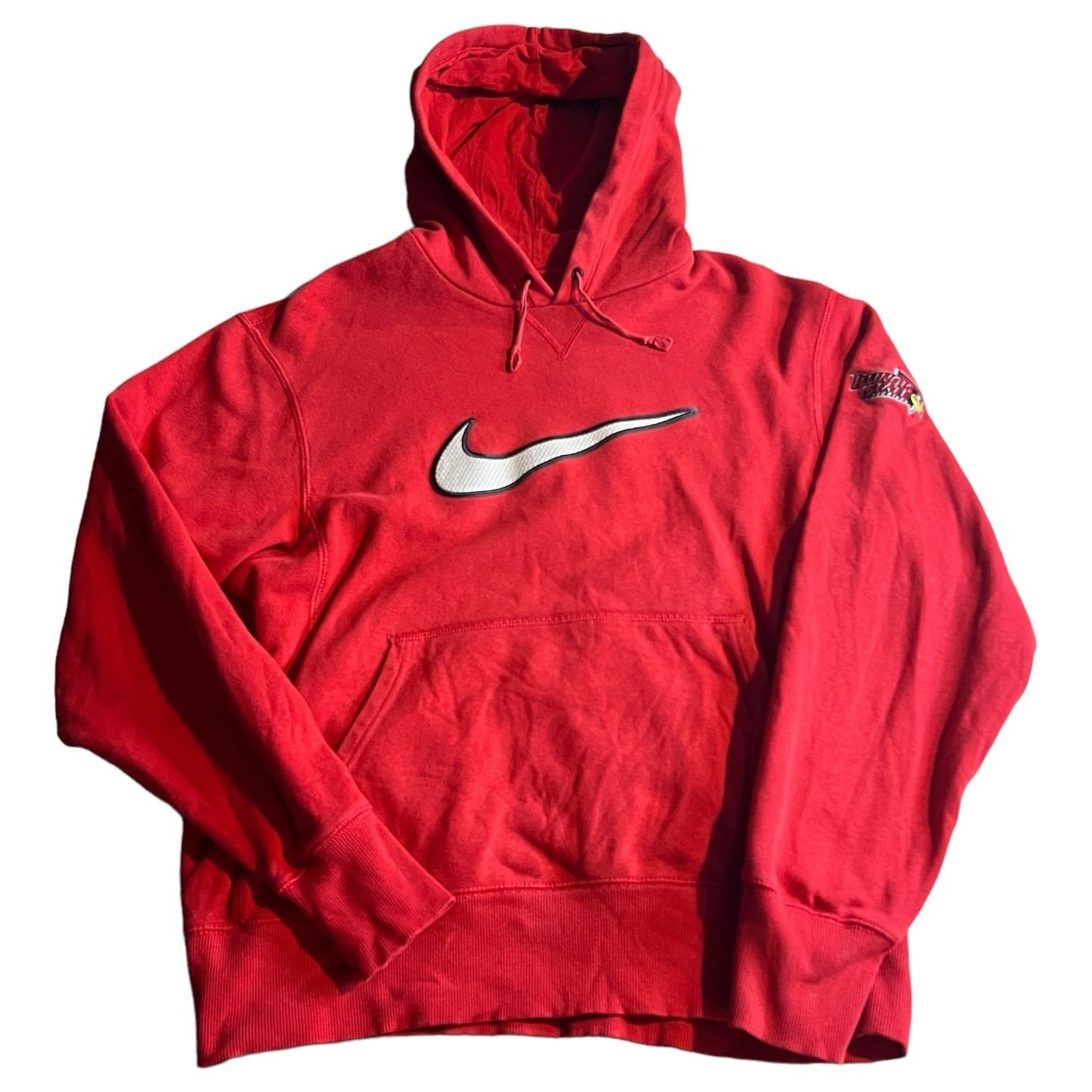 Nike Hoodie Mens Medium Red Center Swoosh Sweat Shirt Illinois State Y2K Check