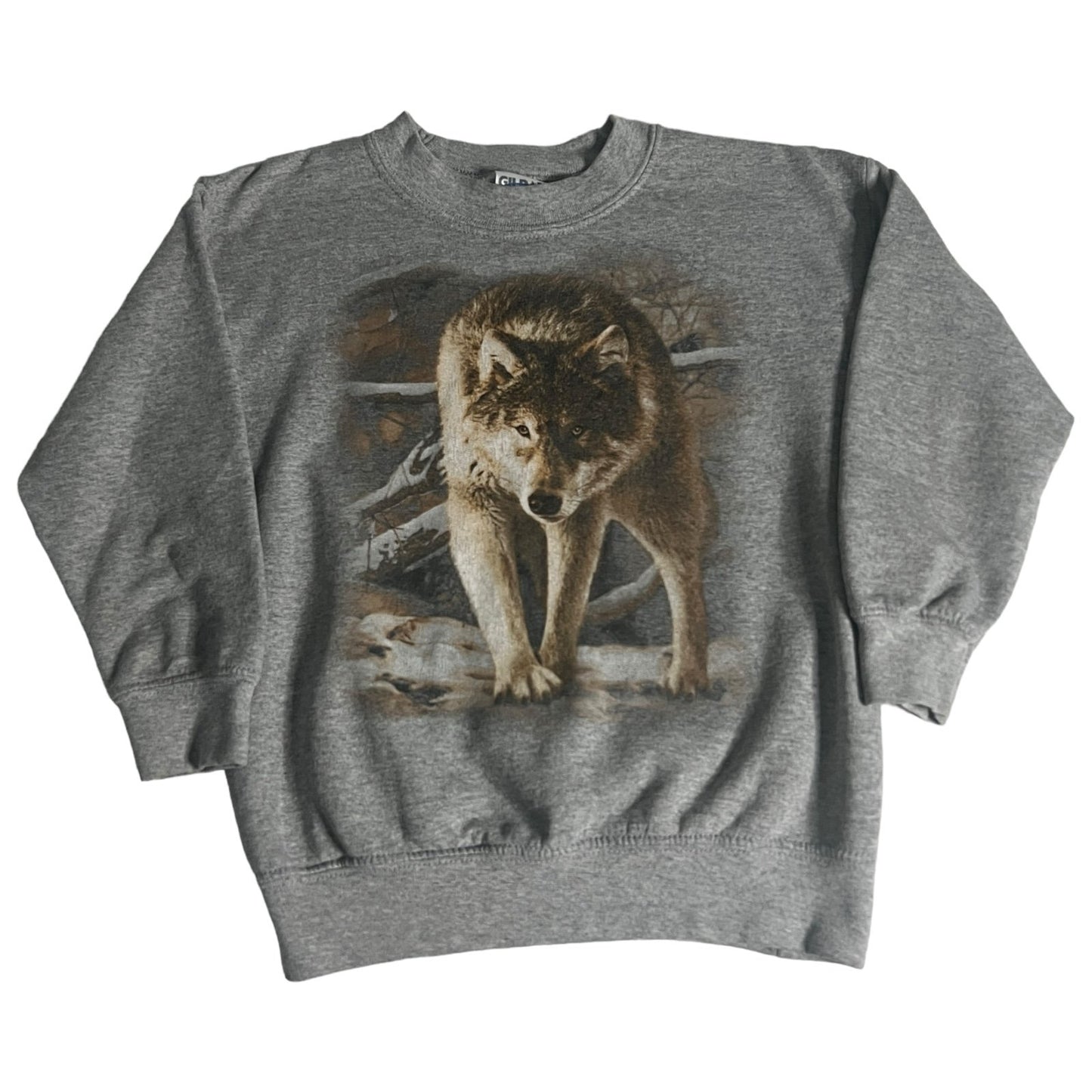 Vintage Wolf Sweater Kids Youth Medium Gray Animal