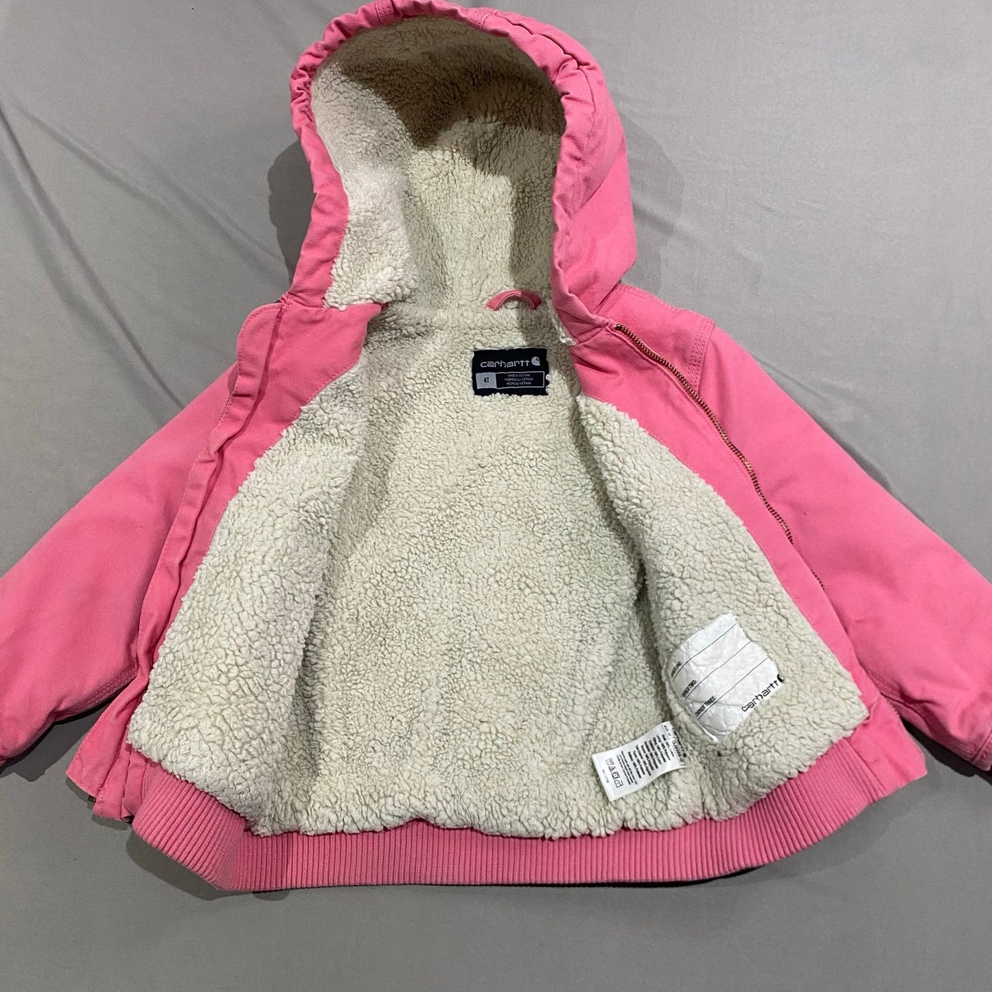 Carhartt Jacket 4T Girl's Canvas Insulated Hooded Active Jacket OJ9566-G Pink