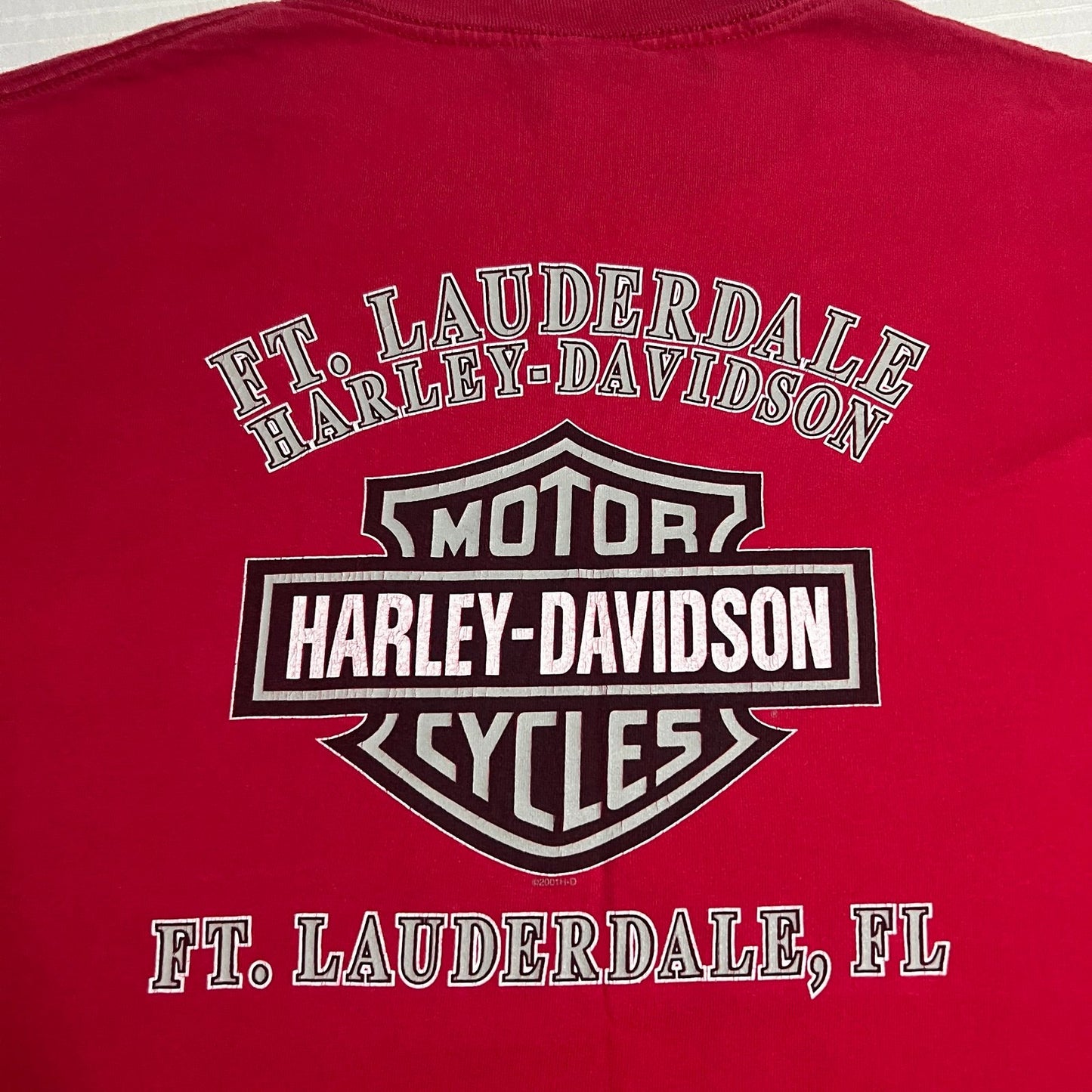 Harley Davidson Shirt Mens Large Red Ft. Lauderdale Short Sleeve Motorcycle