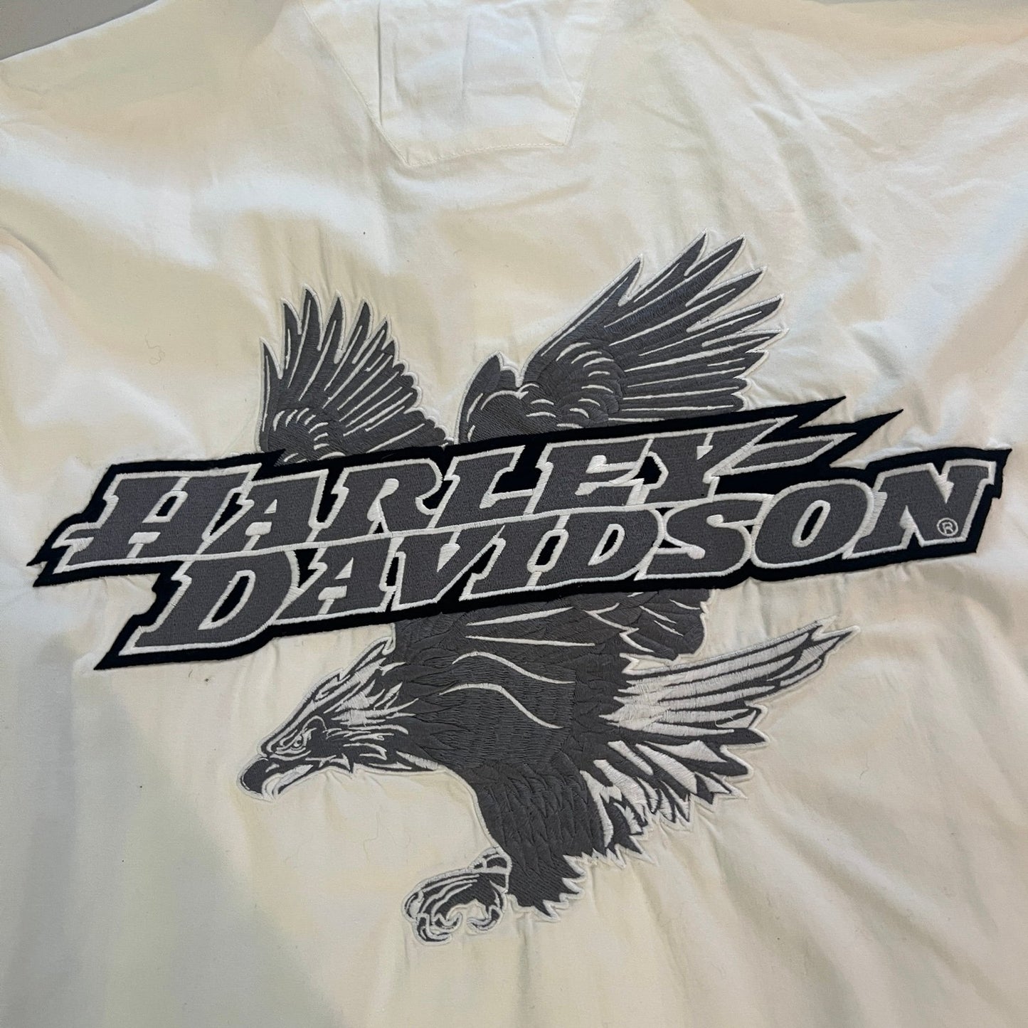 Harley Davidson Shirt Mens 2XL XXL Tall Button Up White Eagle Motorcycle Biker