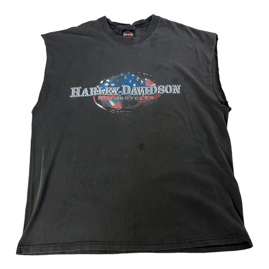 Vintage Harley Davidson Y2K Shirt Mens XL Tank Top Black Elgin Motorcycle Biker