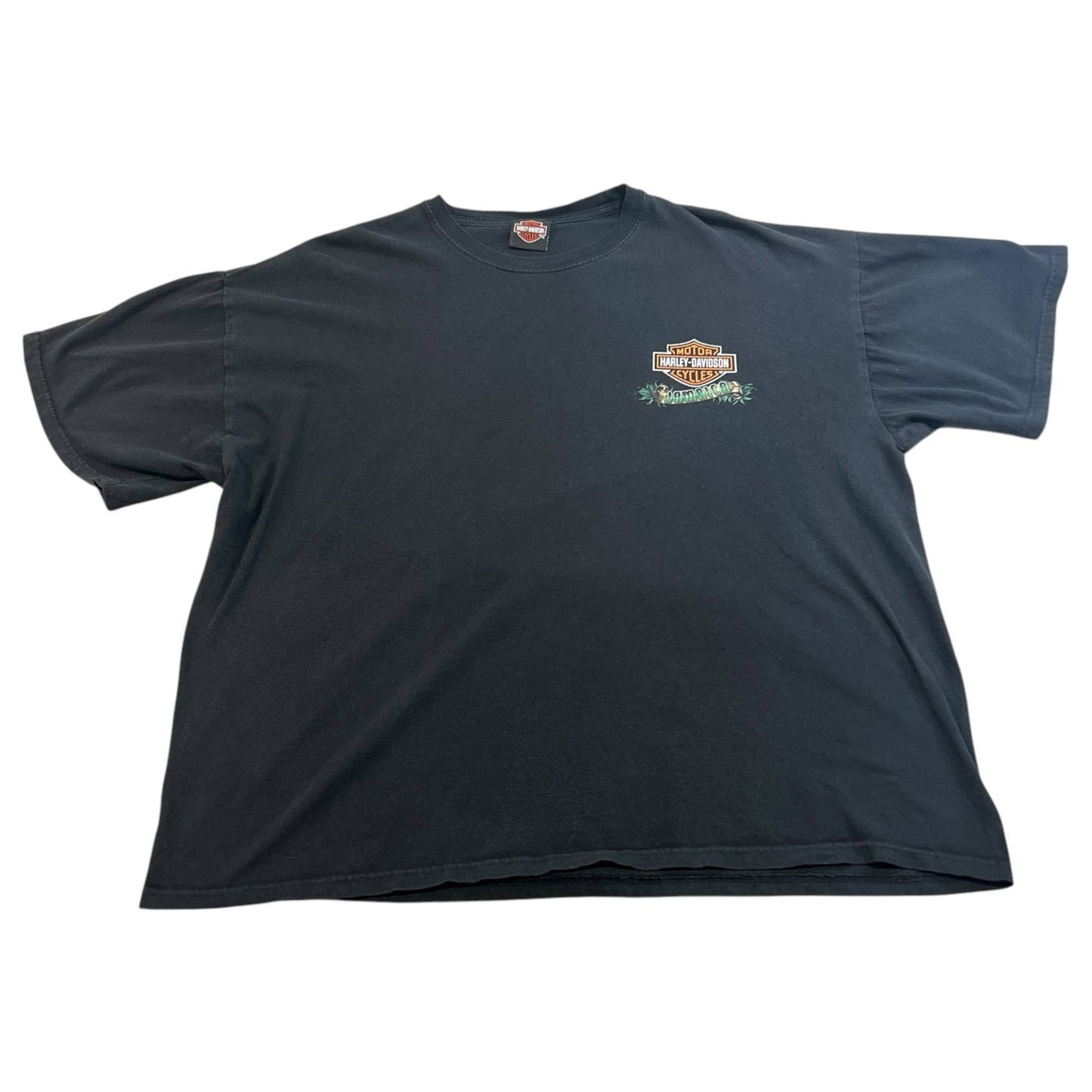 Harley Davidson Jamaica Shirt Mens 2XL XXL Black Short Sleeve Motorcycle Graphic
