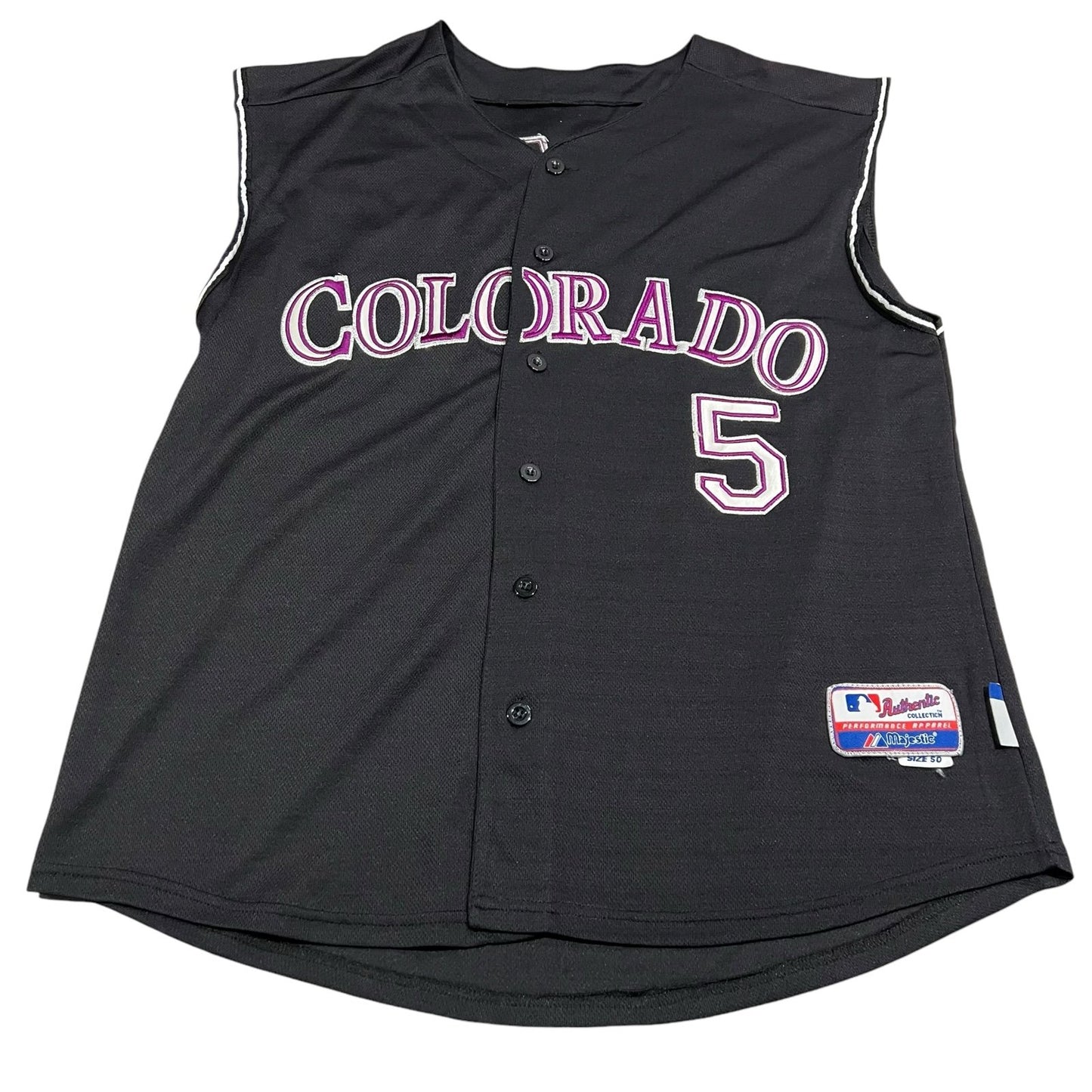 Colorado Rockies Jersey Carlos Gonzalez #5  Majestic Mens 50 Sleeveless Black