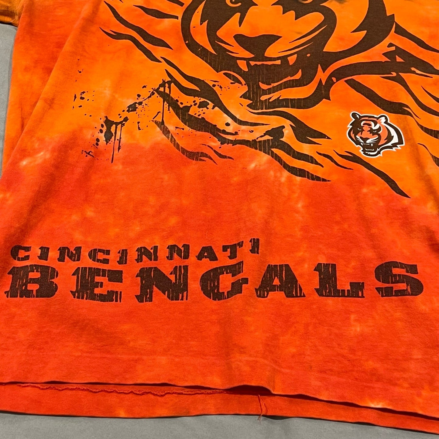 Cincinnati Bengals Shirt Mens XL Tie Dye Short Sleeve NFL Orange Blue