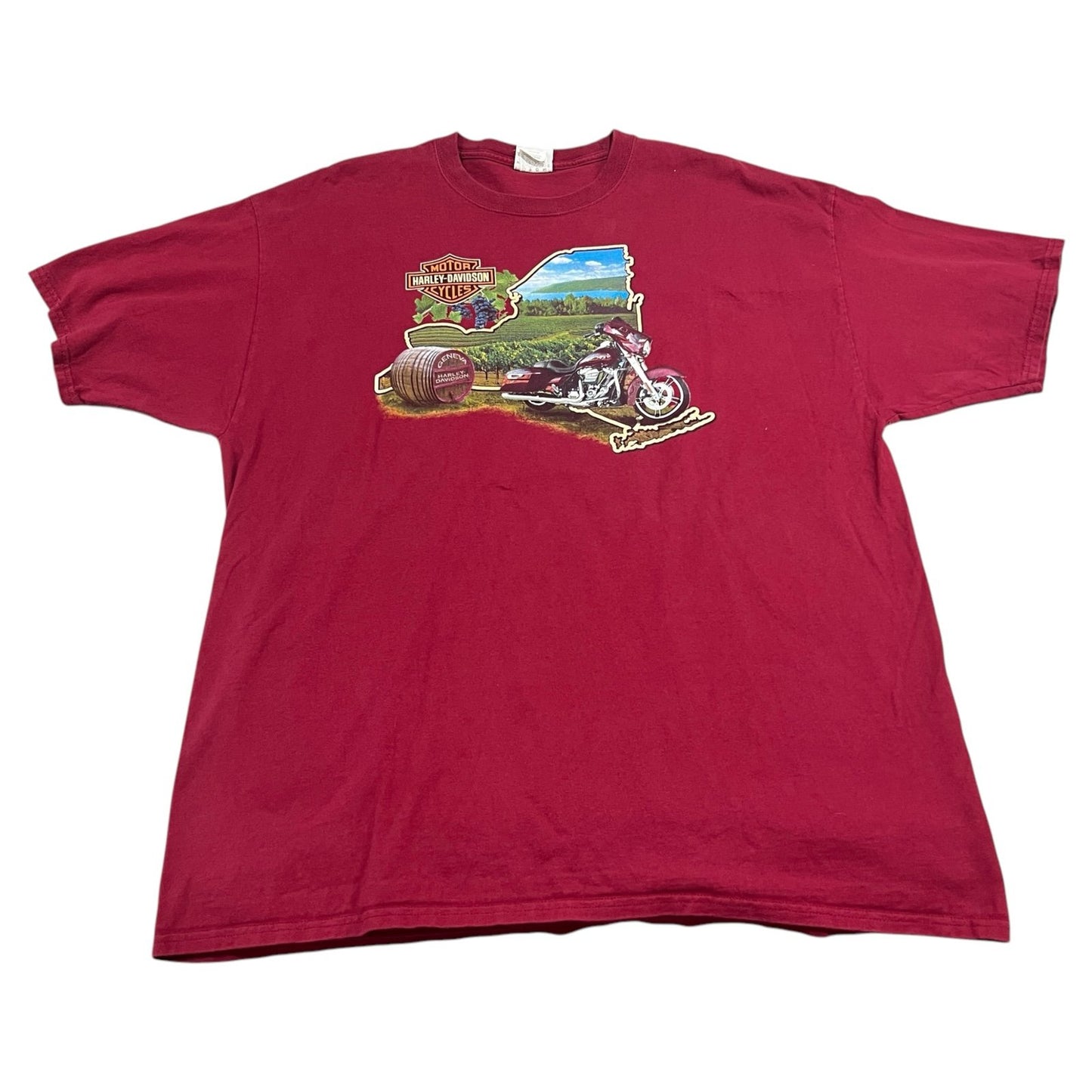 Harley Davidson Geneva New York Shirt Mens 2XL XXL Short Sleeve Red