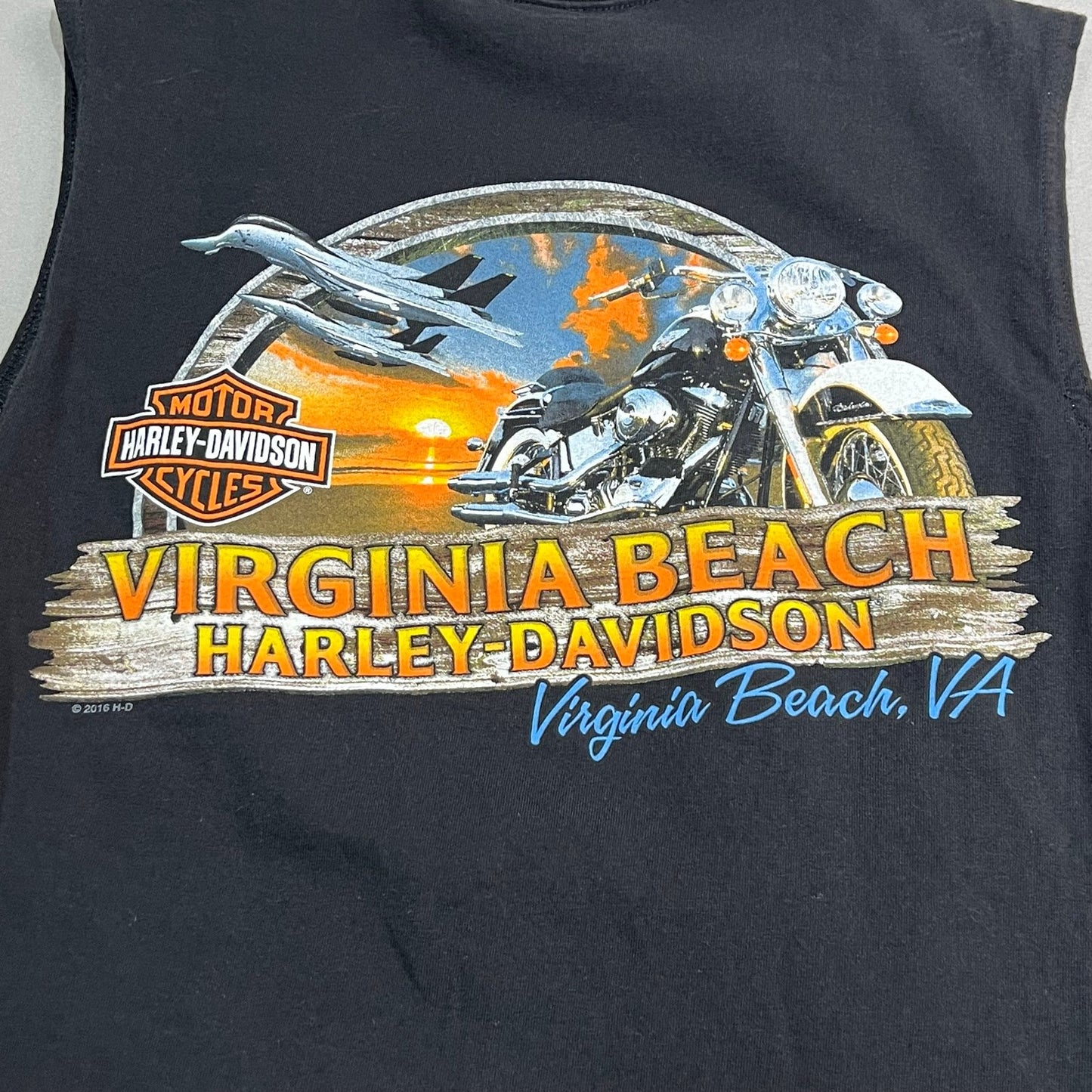 Harley Davidson Shirt Tank Top Mens Large Virginia Beach Black Sleeveless