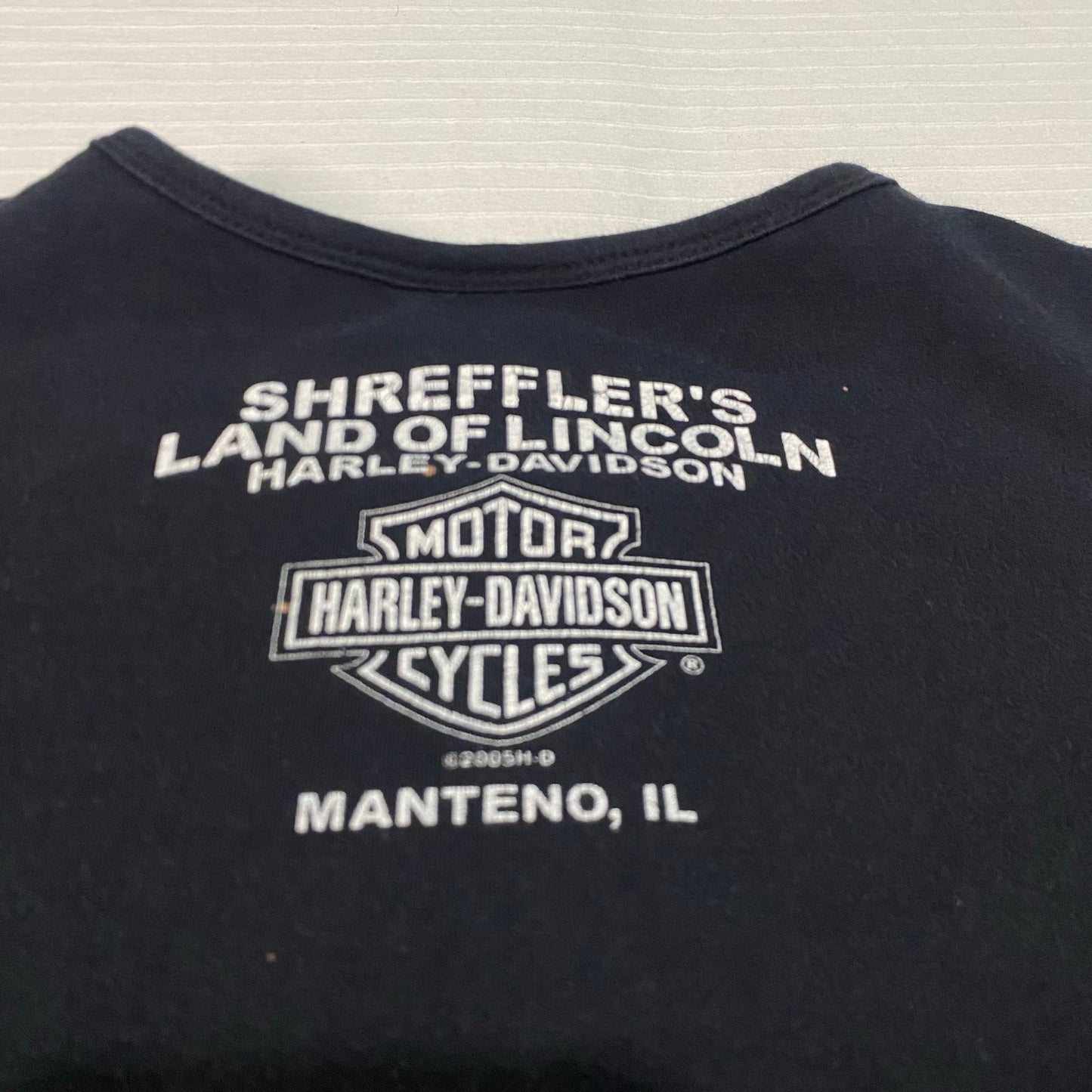 Harley Davidson Shirt Womans Medium Black Short Sleeve Manteno Y2K