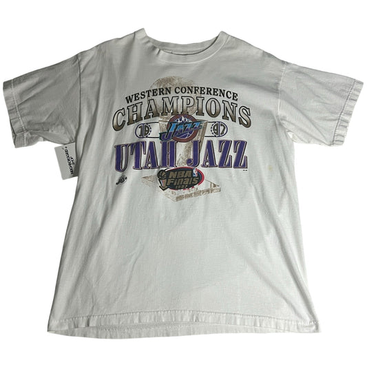 Vintage 90's Utah Jazz Western Conference Champions Shirt Mens Large NBA