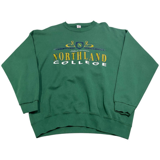 Vintage 90's Northland College Crewneck Mens 2XL XXL Green Pullover NCAA