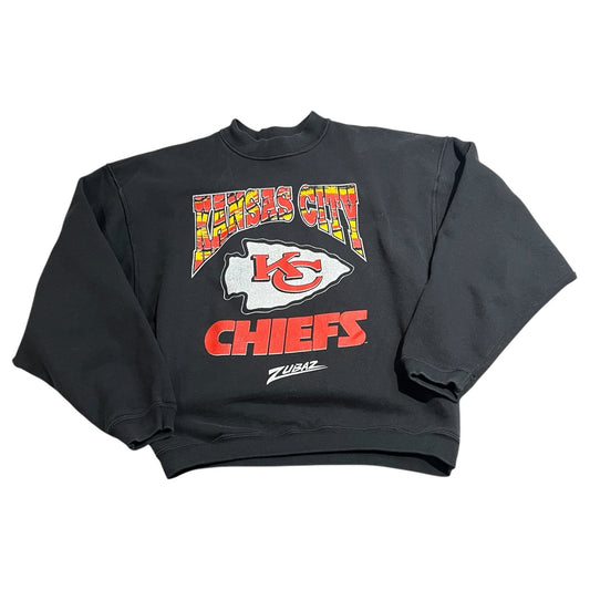 Vintage 90's Kansas City Chiefs ZUBAZ Crewneck Mens Medium Black Sweater NFL