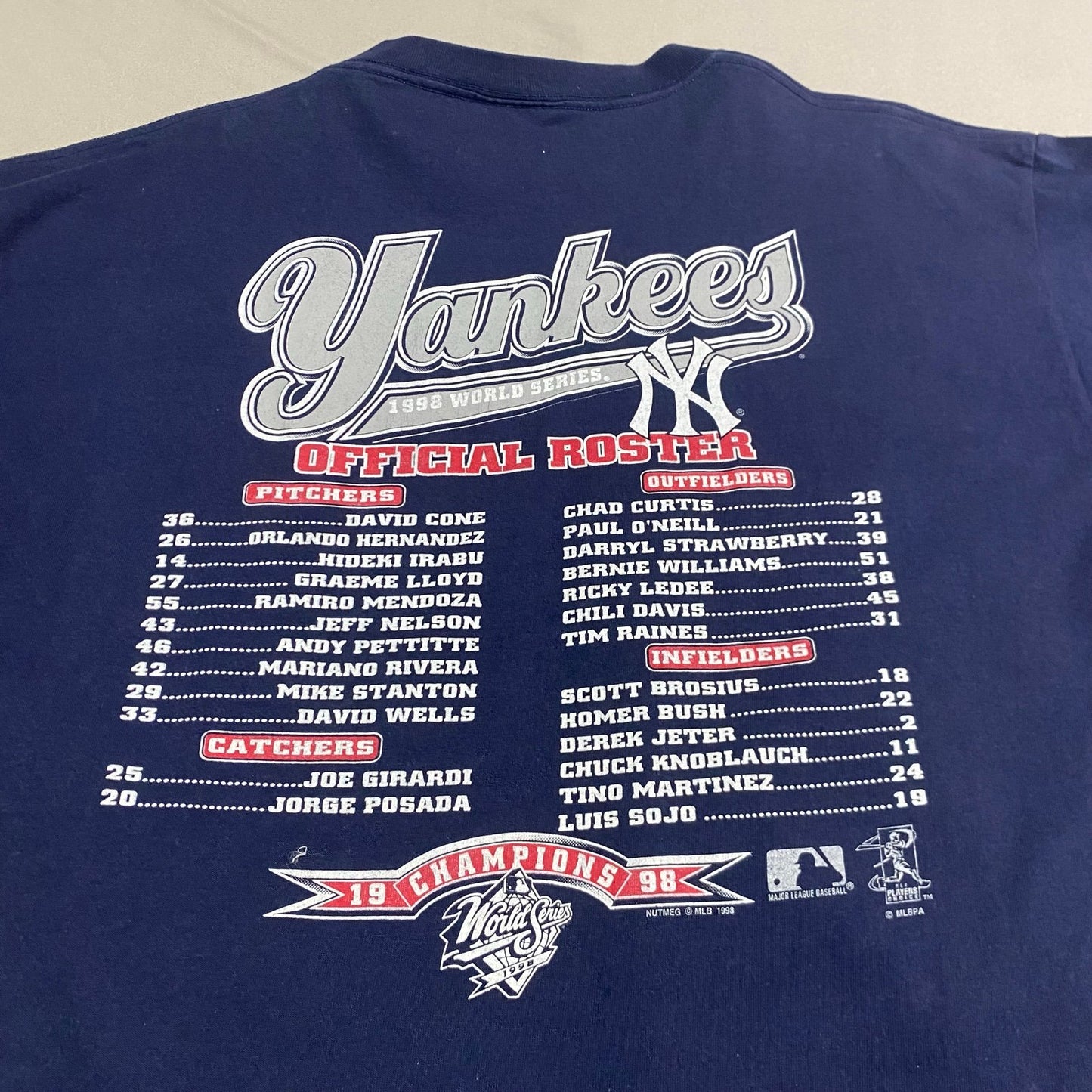 Vintage 1998 New York Yankees Shirt Mens XL World Series Champions MLB Roster