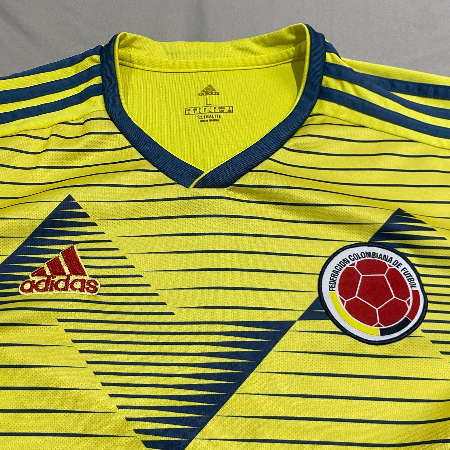 Colombia Soccer jersey Mens Large Adidas Futbol FCF Home Climalite