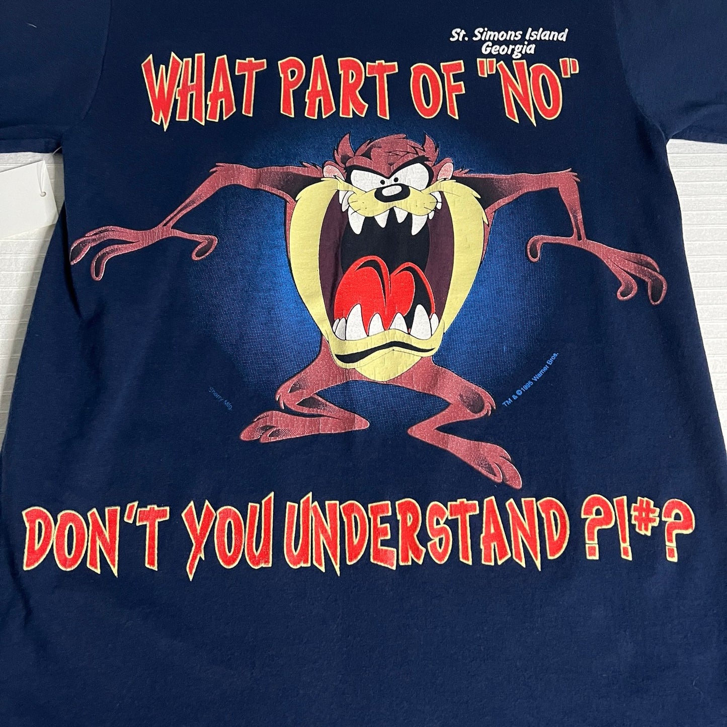 Vintage 1995 Taz Shirt Mens Small What Part of No Don't You Understand Black