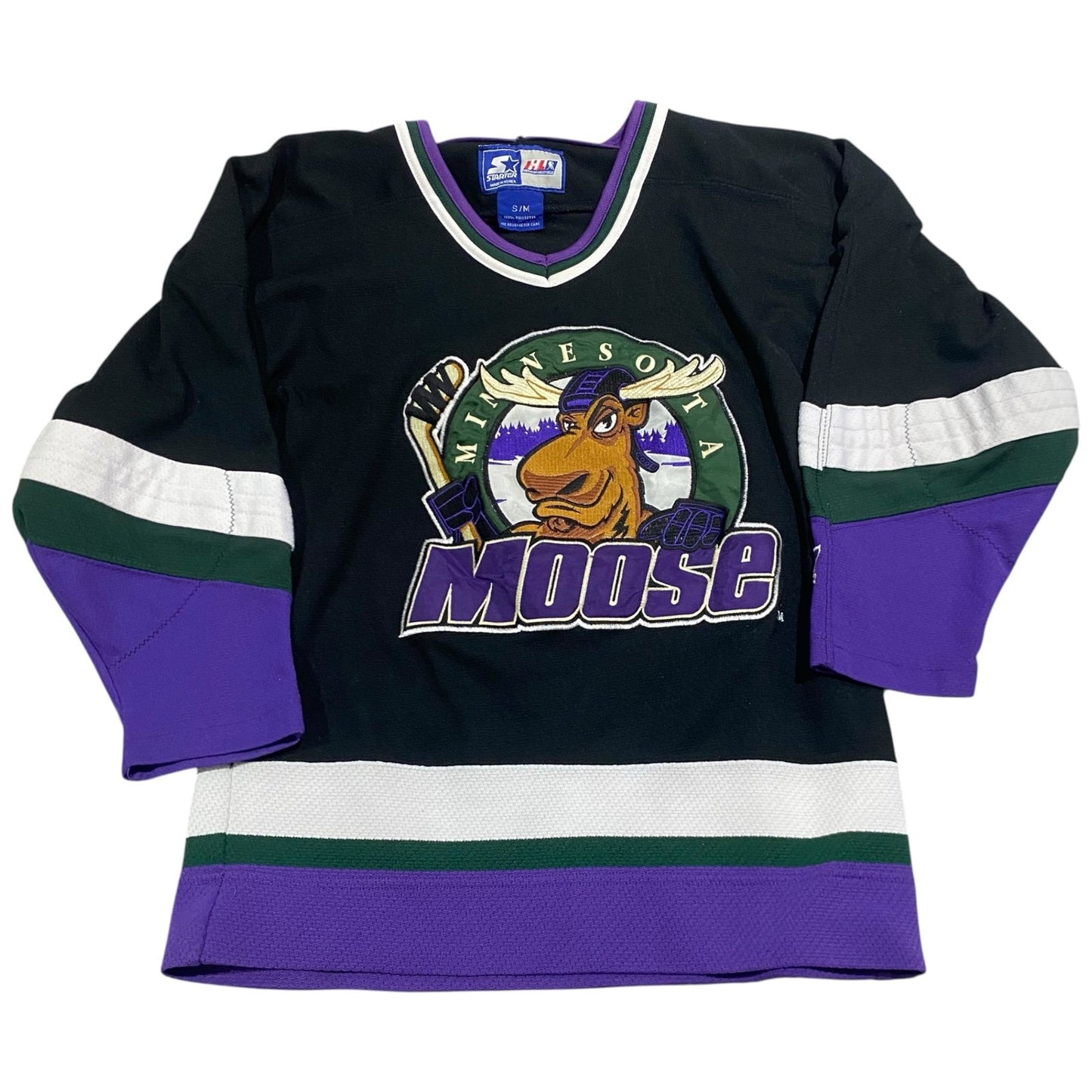 Vintage Minnesota Moose STARTER Jersey Kids Youth Small Medium IHL Stitch Sewn