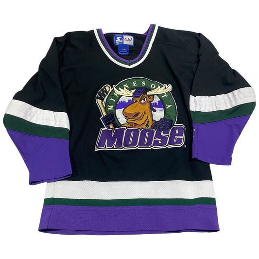 Vintage Minnesota Moose STARTER Jersey Kids Youth Small Medium IHL Stitch Sewn