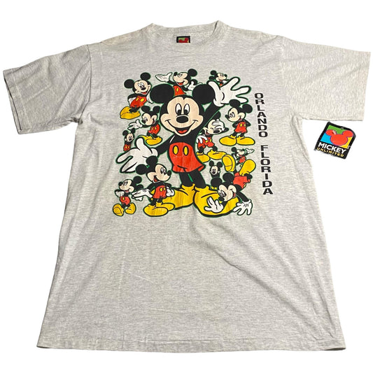 NWT Vintage Disney Mickey Mouse Shirt Mens Medium Orlando Florida Gray 90's