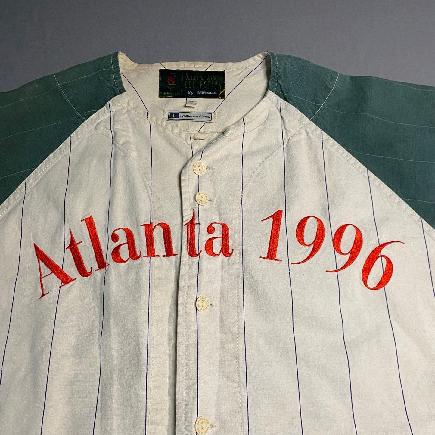 Vintage 1996 Olympics Baseball Jersey Mens Large Atlanta Centennial Games