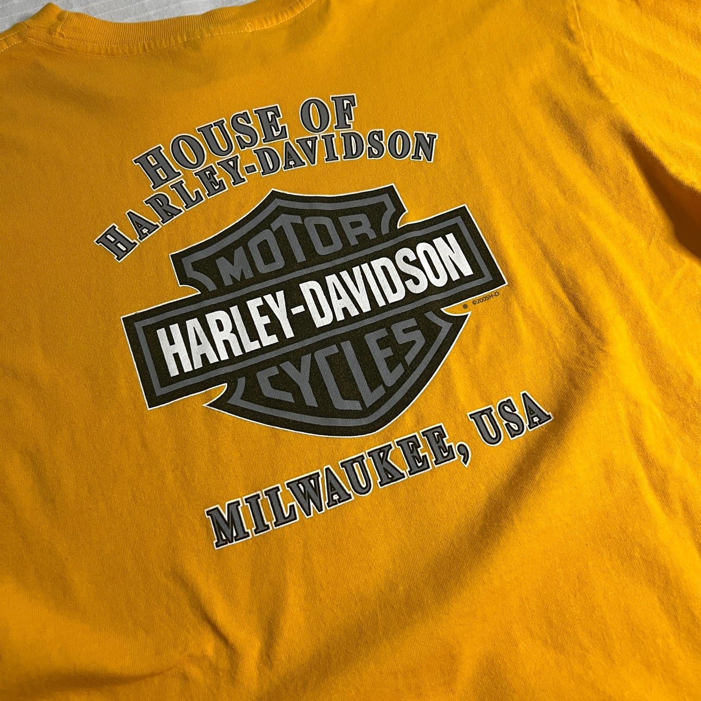 Vintage Harley Davidson Shirt Mens XL Yellow Milwaukee Short Sleeve Motorcycle