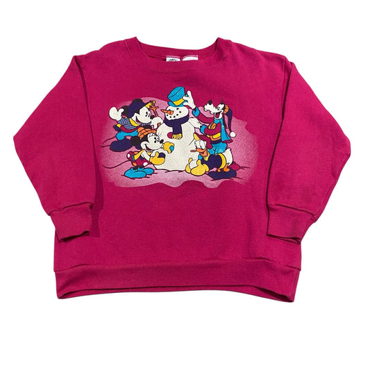 Vintage 90s Disney Winter Snowman Sweater Crewneck Kids Youth Small 7/8 Mickey