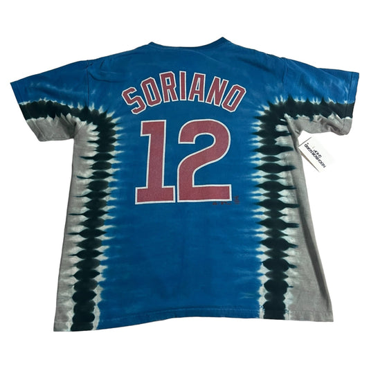 Alfonso Soriano Chicago Cubs Shirt Mens Medium Liquid Blue Tie Dye Short Sleeve