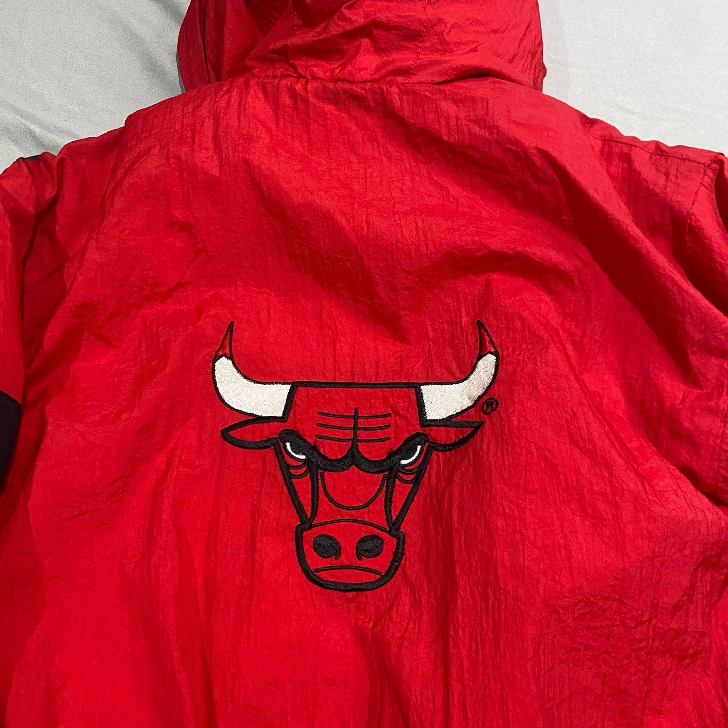 Vintage 90's Chicago Bulls Puffer Jacket Kids Medium 10-12 Coat NBA Red Black