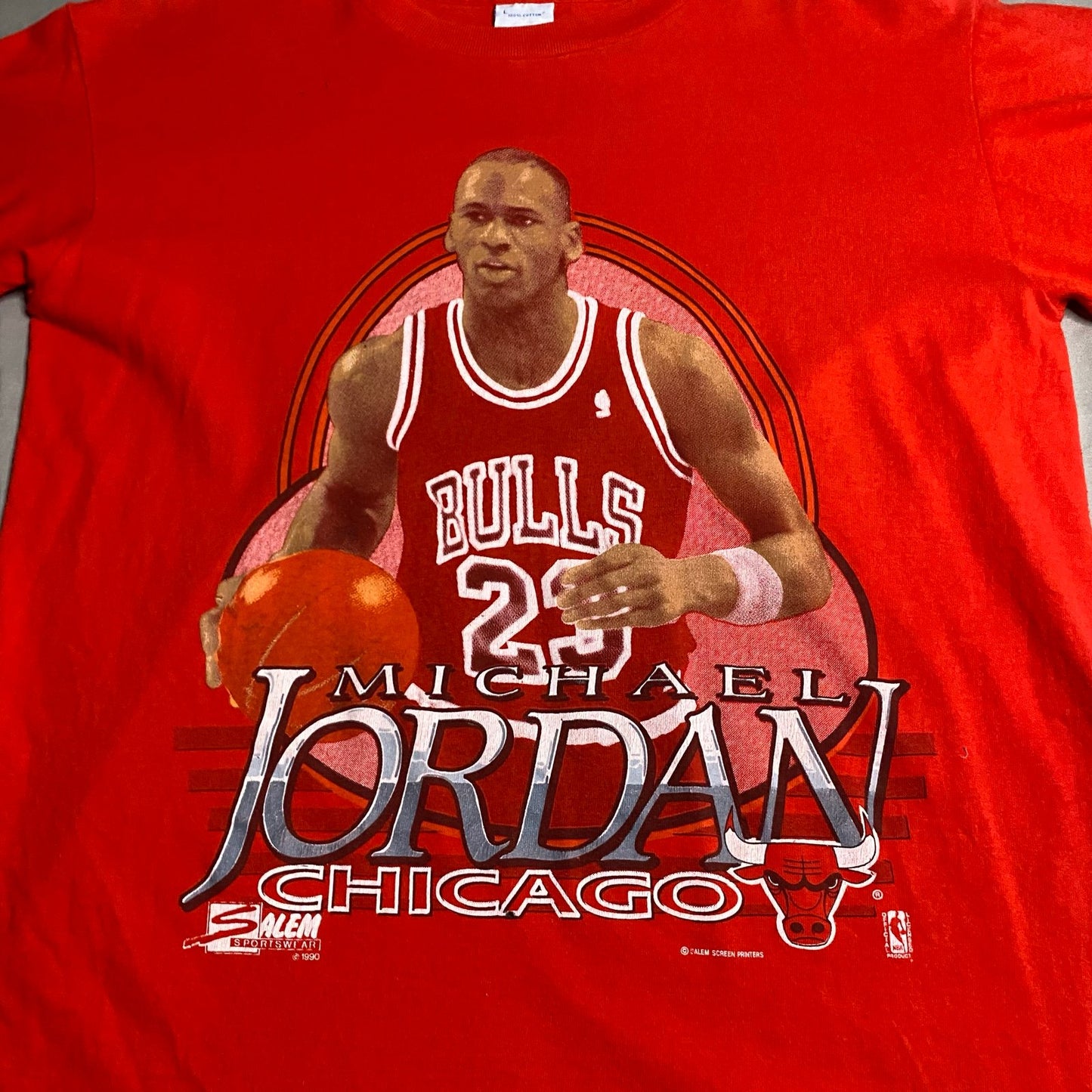 Vintage Michael Jordan Shirt Mens Large Salem Sportswear Chicago Bulls Red NBA