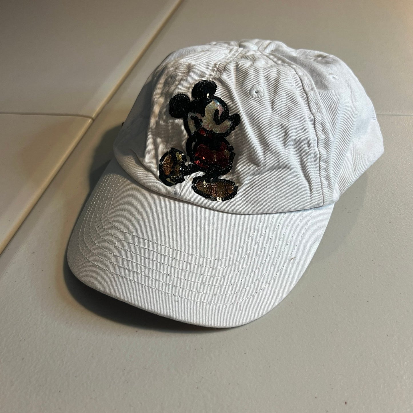 Disney Parks Mickey Mouse Hat Strapback White Adult One Size Sequined