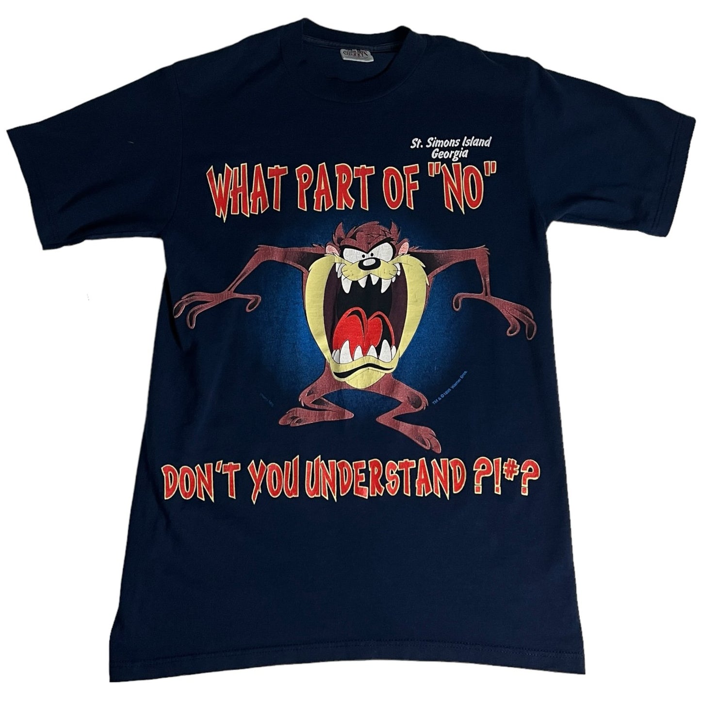 Vintage 1995 Taz Shirt Mens Small What Part of No Don't You Understand Black