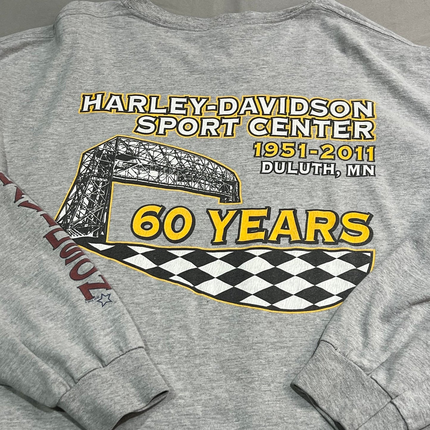 Harley Davidson Shirt Long Sleeve Mens Large Duluth 60 Years Gray Motorcycle