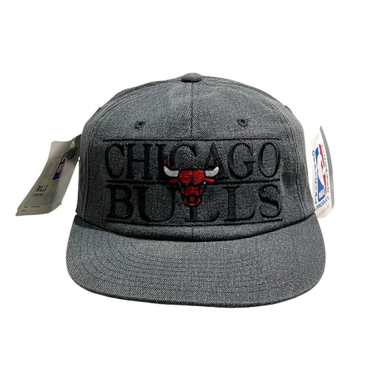 NWT 90's Chicago Bulls First Pick Strapback Hat Cap NBA Gray Adjustable