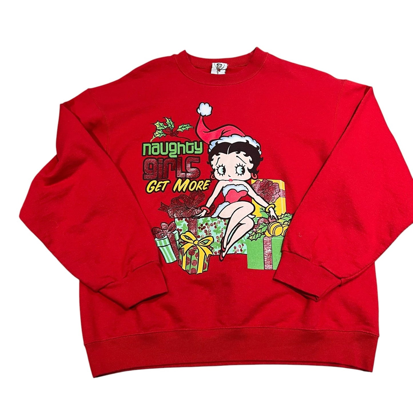 Vintage Betty Boop Naughty Girls Get More Sweater Womans Large Christmas