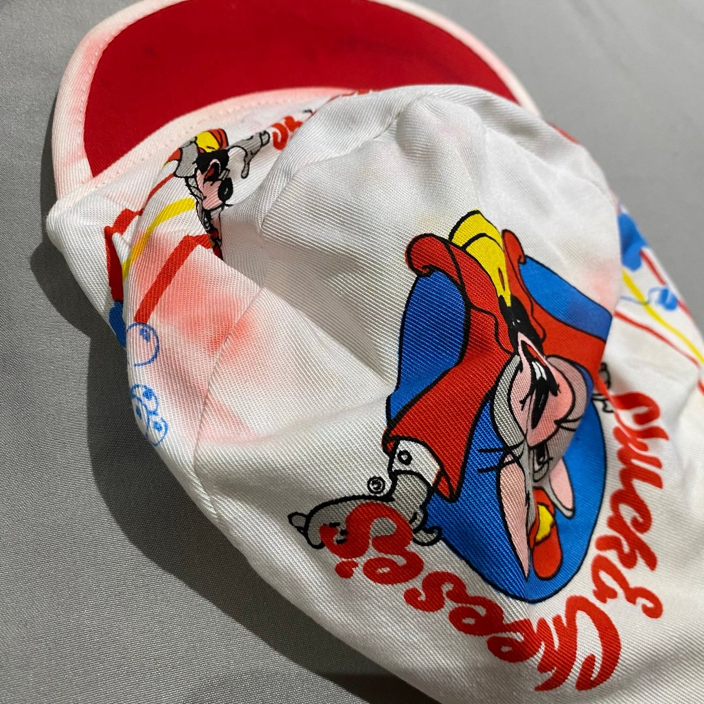 Vintage Chuck E Cheese Pizza Painters Hat Stretch Cap 1986 Show Biz Youth Size