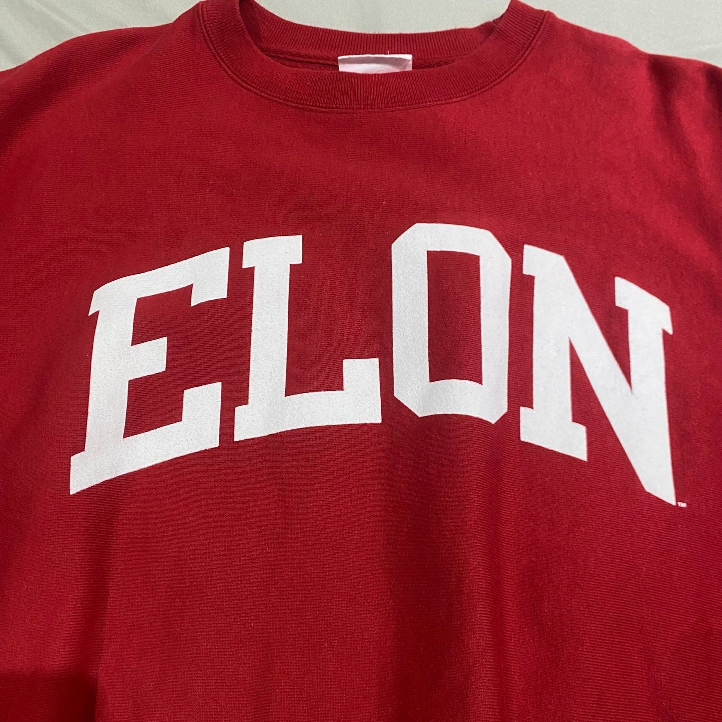 Vintage Elon University Champion Crewneck Mens Medium Reverse Weave Sweater Red