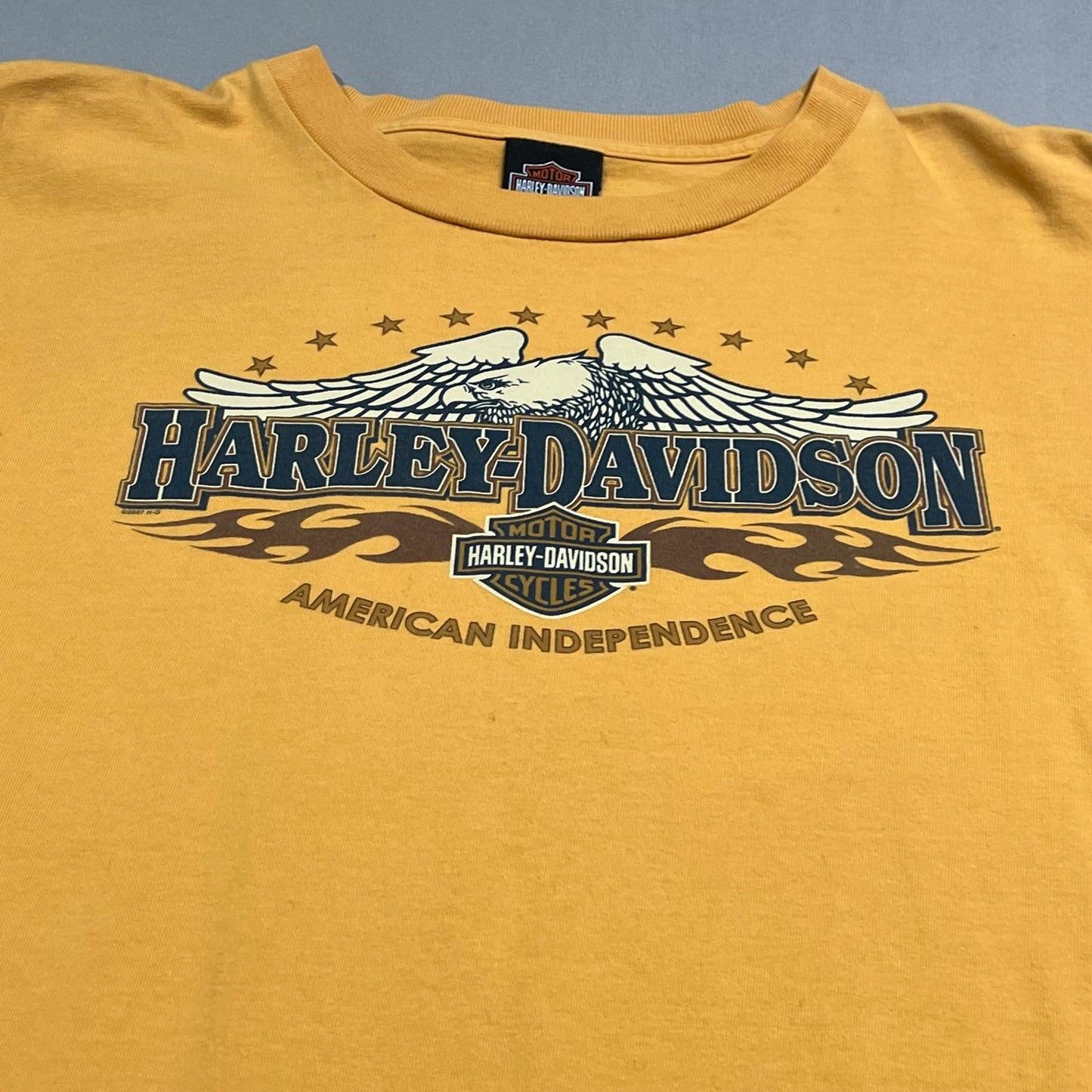 Harley Davidson Shirt Mens XL Yellow Janesville Motorcycle Short Sleeve Eagle