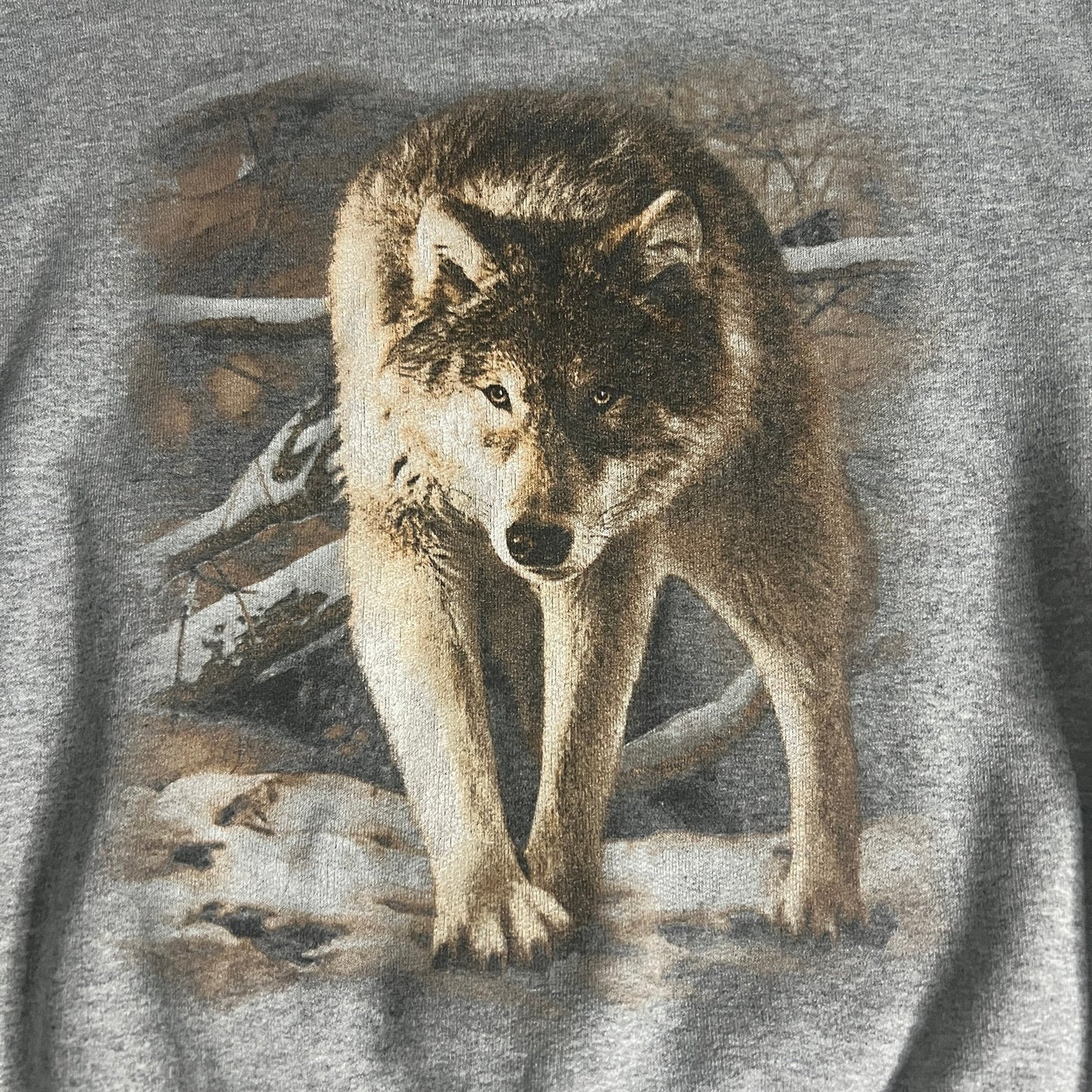 Vintage Wolf Sweater Kids Youth Medium Gray Animal