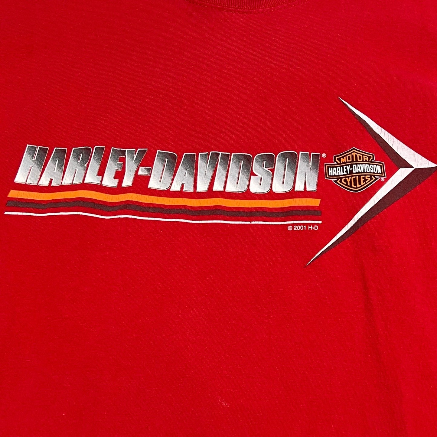 Harley Davidson Shirt Mens Large Red Short Sleeve Flame Monroe Motorcycle