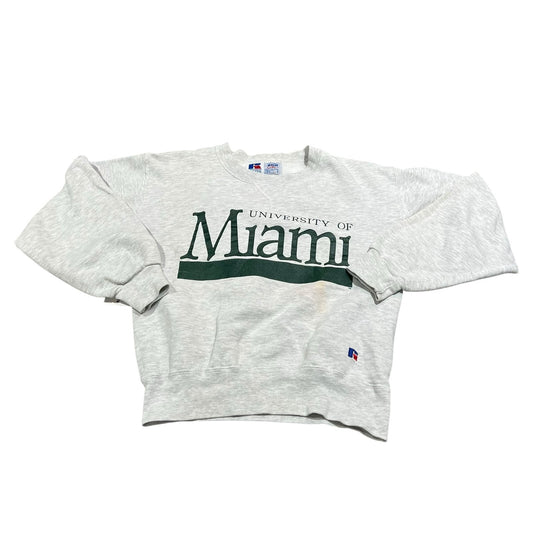 Vintage Russell Athletics University Of Miami Crewneck Sweater Mens Small Gray