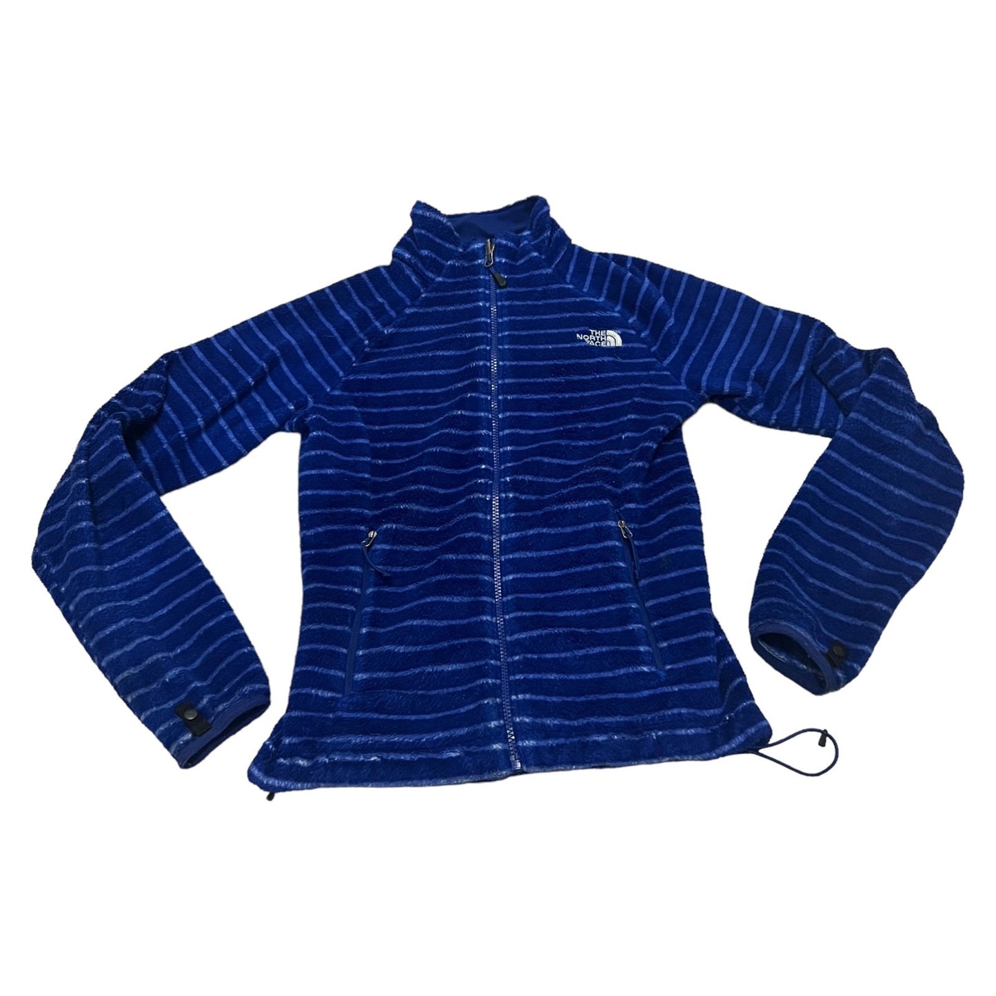 The North Face Fleece Jacket Women's XS Blue Stripped Sweater Pullover Full-Zip