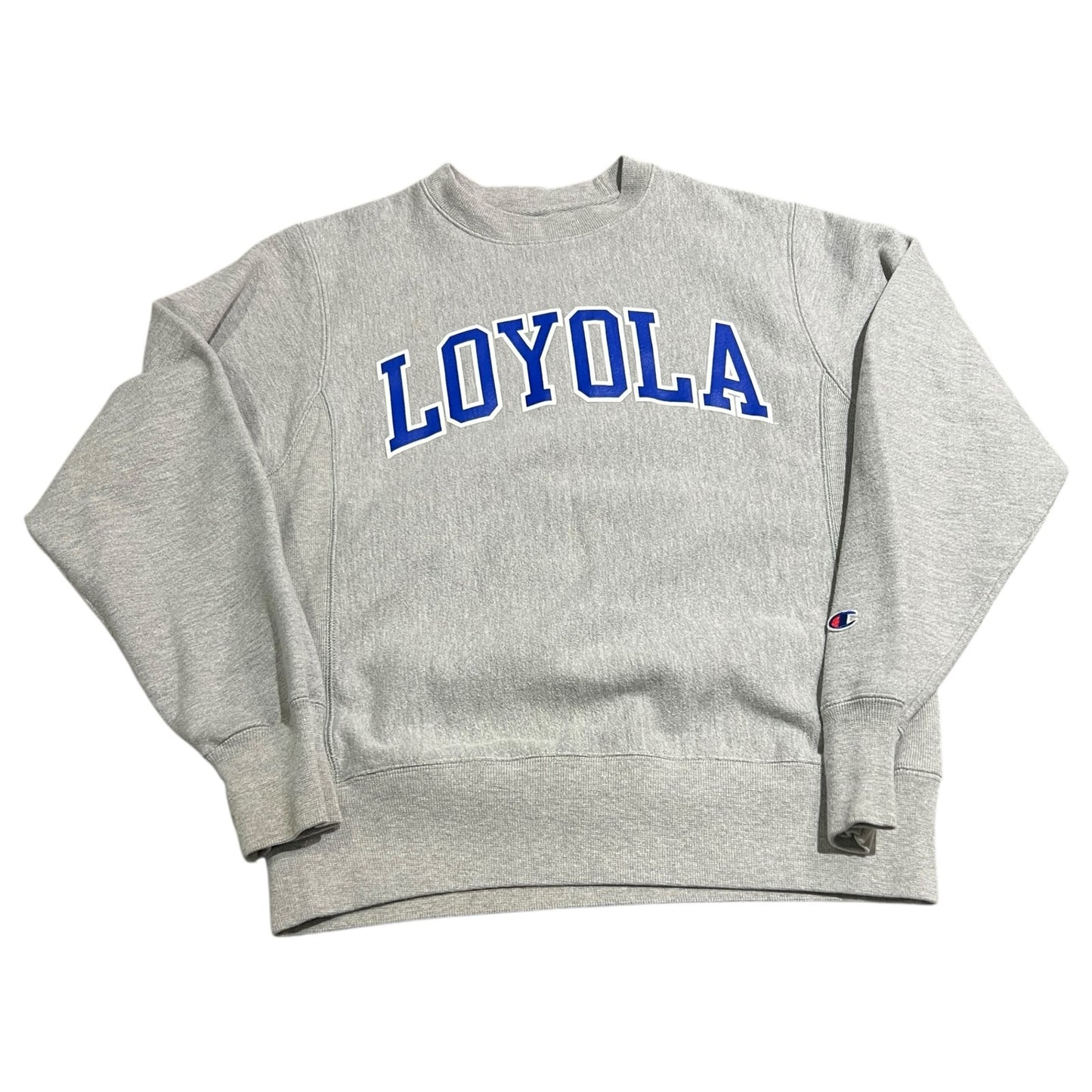 Vintage Loyola Crewneck Sweater Mens Small Champion Reverse Weave Gray Blue