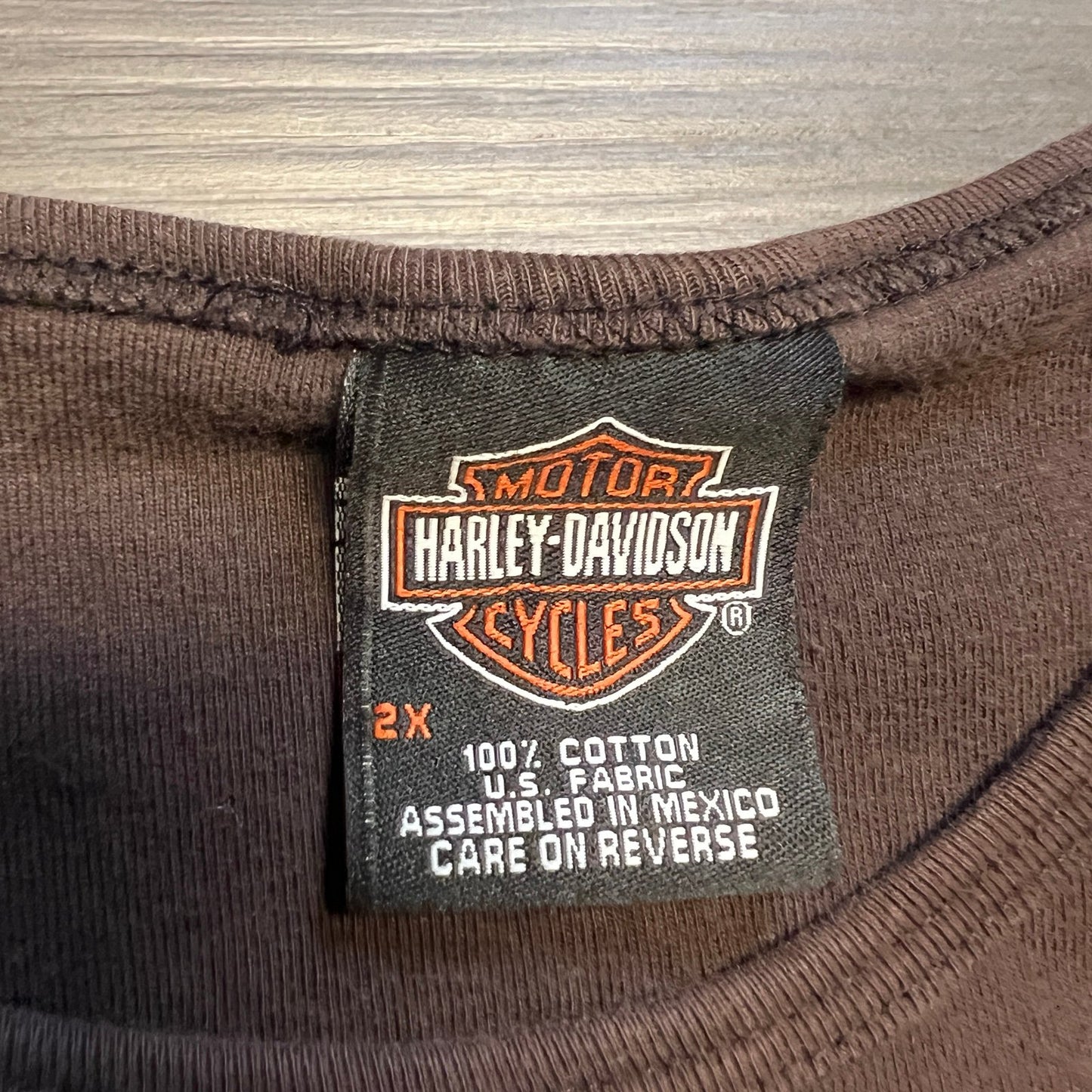 Harley Davidson Shirt Womens 2XL XXL Y2K Brown Motorcycle Biker Short Sleeve