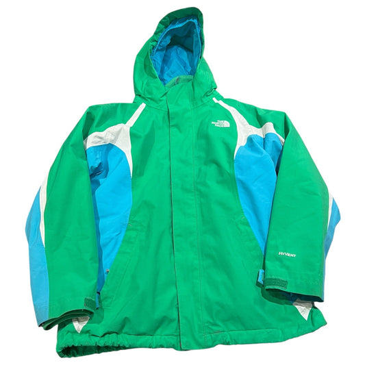 The North Face Hyvent 3 In 1 Jacket Kids Girls XL Green Windbreaker Blue Coat