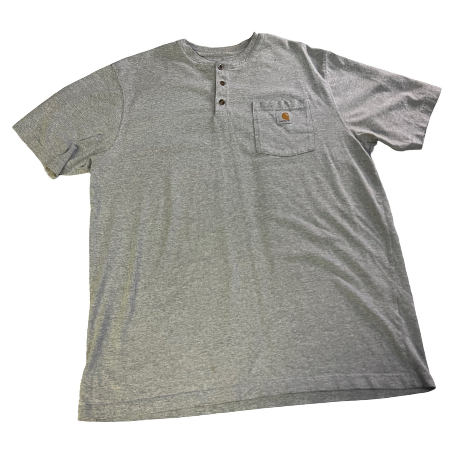 Carhartt Shirt Mens Large Tall Henley Gray Pocket Short Sleeve Workwear