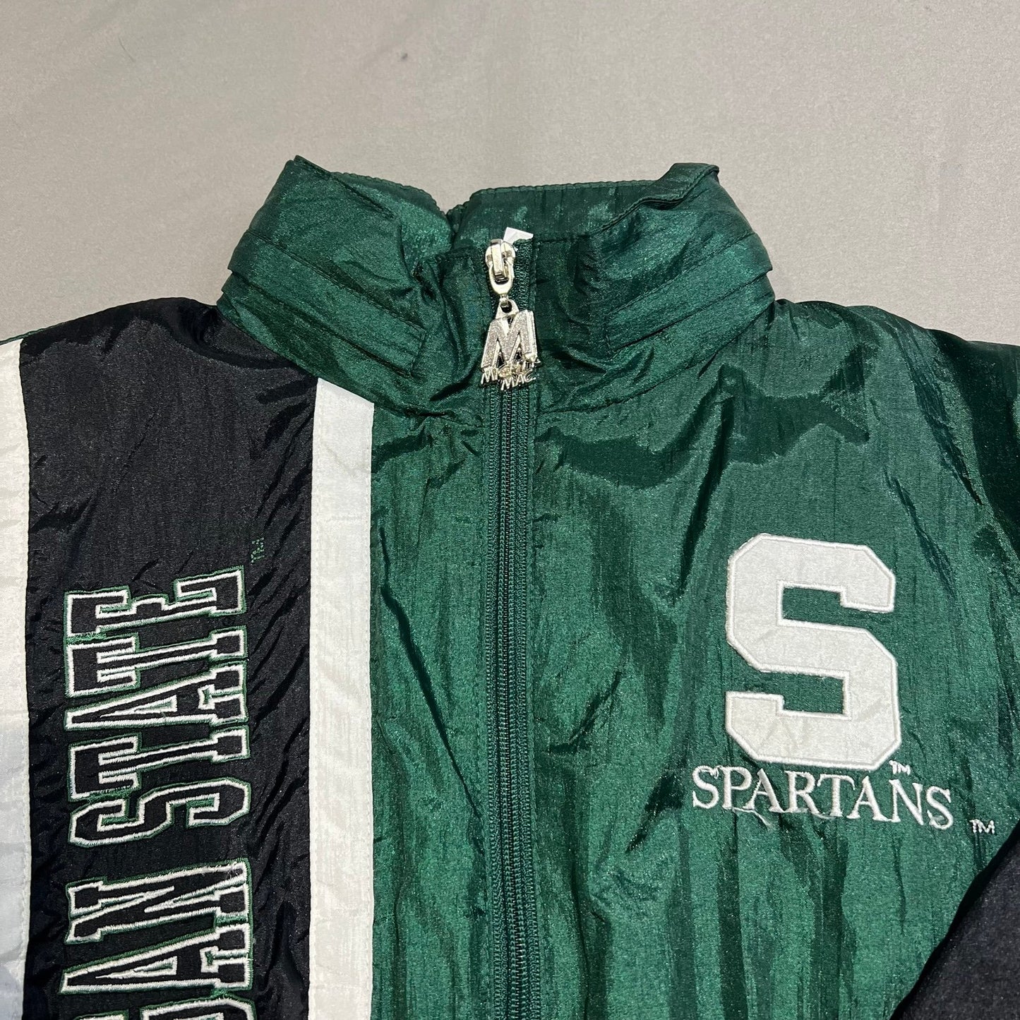 Vintage Michigan State Full Track Suite Kids Youth 7 Mighty Mac Green Spartans