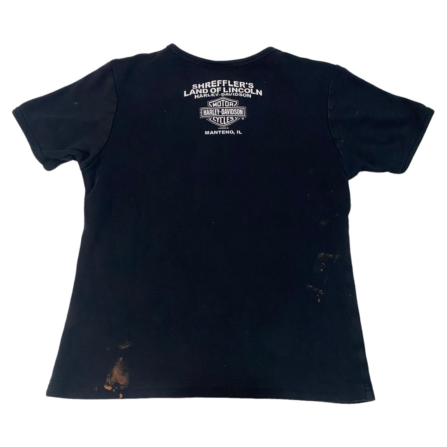 Harley Davidson Shirt Womans Medium Black Short Sleeve Manteno Y2K