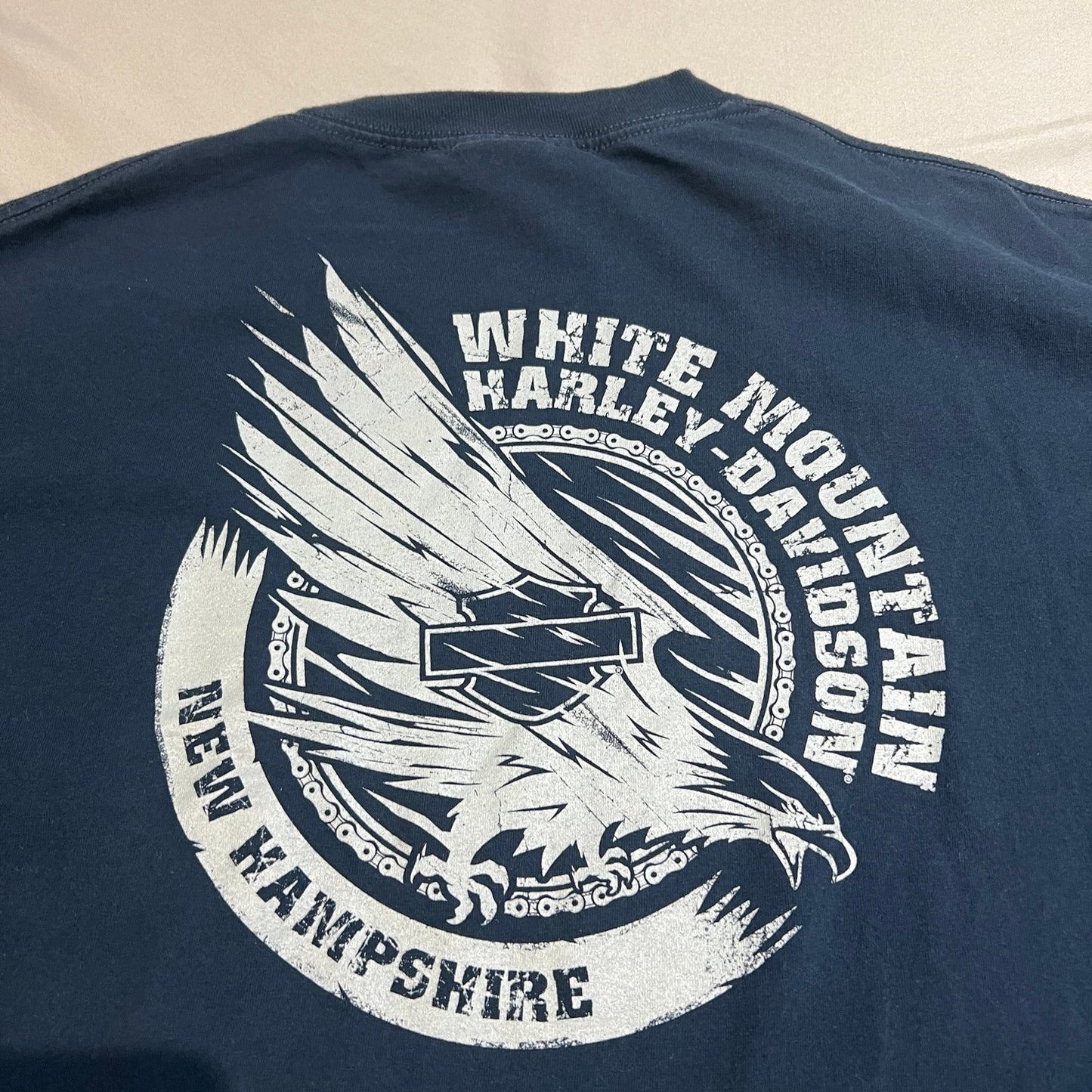 Harley Davidson White Mountain New Hampshire Shirt Mens XXL 2XL Blue Skull