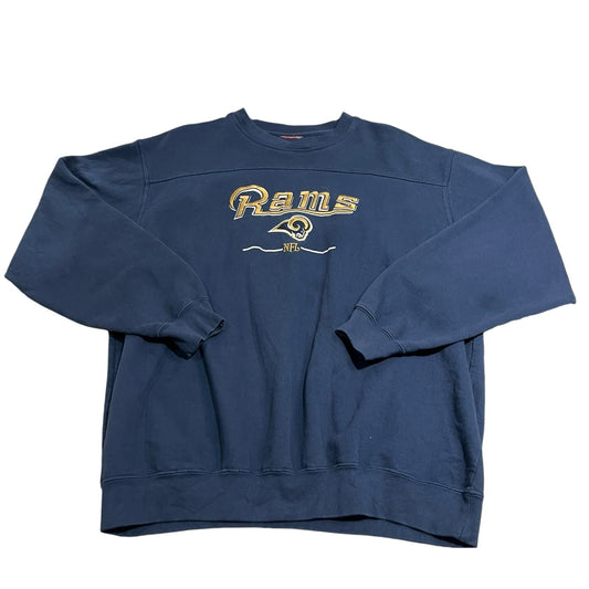 Vintage Saint Louis Rams Crewneck Sweater Mens Large NFL Embroidered Blue