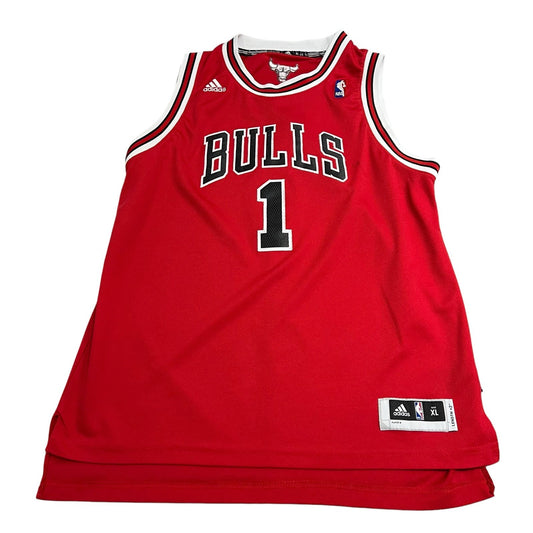 Derrick Rose Chicago Bulls Jersey Kids Youth XL Red Adidas Length +2