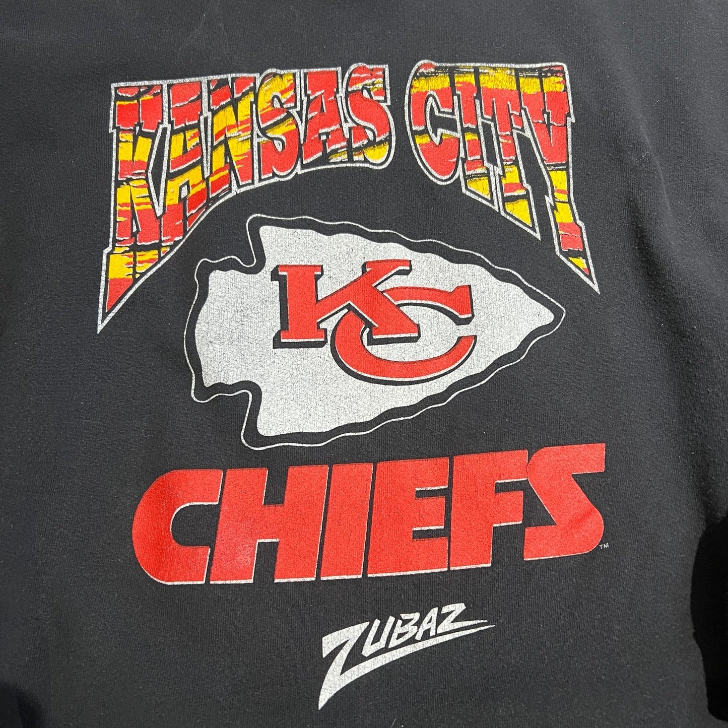 Vintage 90's Kansas City Chiefs ZUBAZ Crewneck Mens Medium Black Sweater NFL